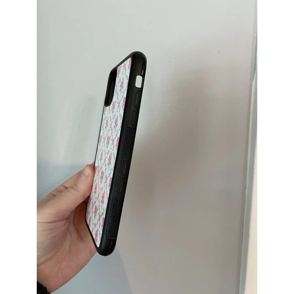 iPhone 11 Phone Case Unisex iPhone 11 Black Pink White Floral Rose Pattern